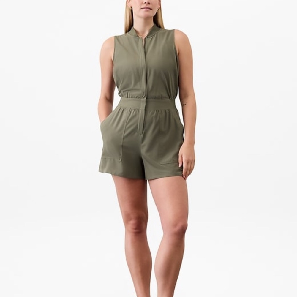 Athleta Olive Green Sleeveless Romper
